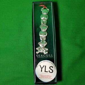 Seagull Design For Life Pewter Christmas Ornament Three Teddy Bears Joy Holiday